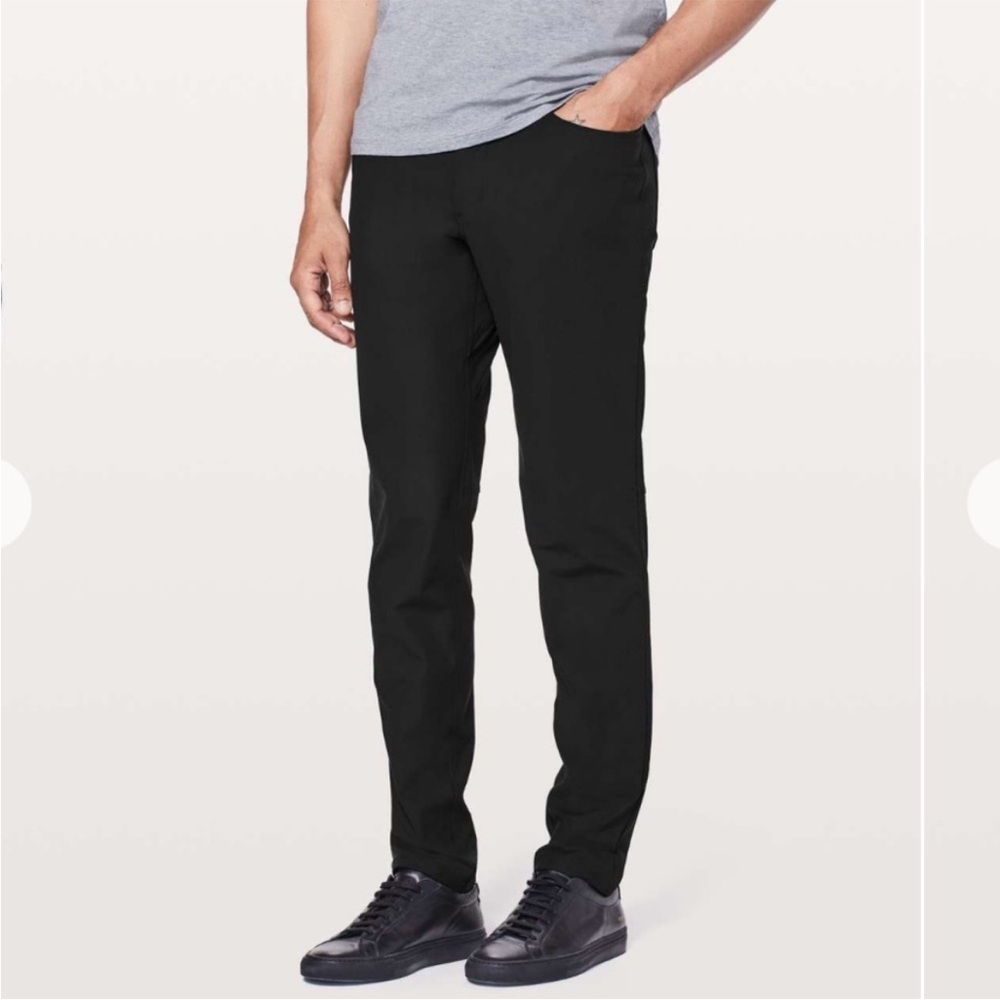 Lululemon Mens ABC Warpstreme Slim Pant Black Stretch Tech Performance Size 34